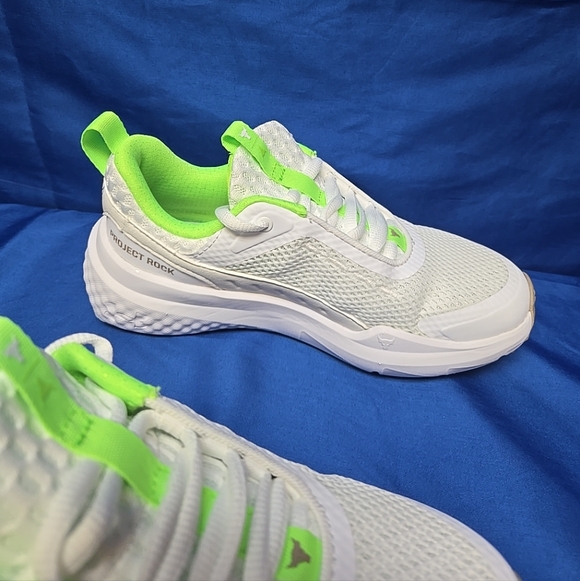 Under Armour Women's Size US 5 Project Rock BSR5 White Green Lace Up Sneakers - Picture 5 of 12